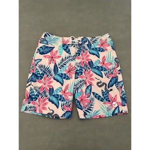 EUC Hollister Mens 34 Hawaiian Floral Colorful Beach 9" Board Shorts Swimwear